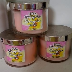 Bath and Bodyworks - Pink Sangria Rose Candles